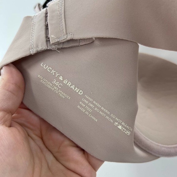 Lucky Brand Cream Light Padded T Shirt Bra Wired Adjustable Straps Women's 34C - Picture 3 of 6